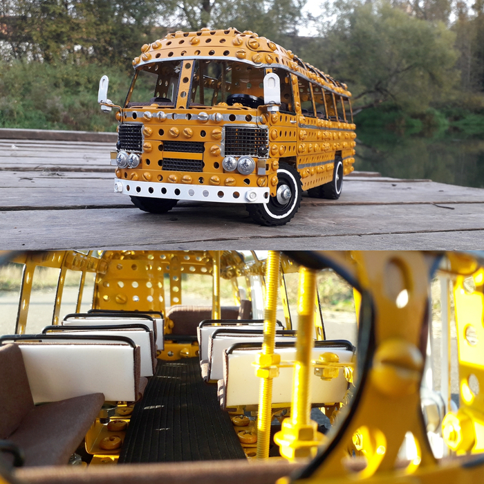 ПАЗ-672 из металлического конструктора, проволоки, резины и картона