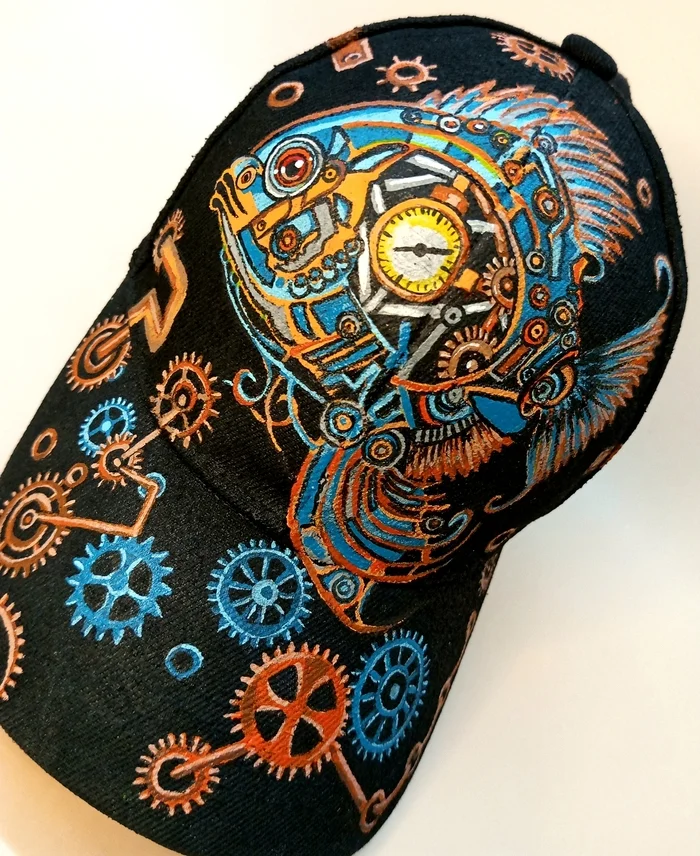 Painting a baseball cap in steampunk style - Baseball cap, Steampunk, Painting on fabric, Customization, February 23 - Defender of the Fatherland Day, Presents, Longpost