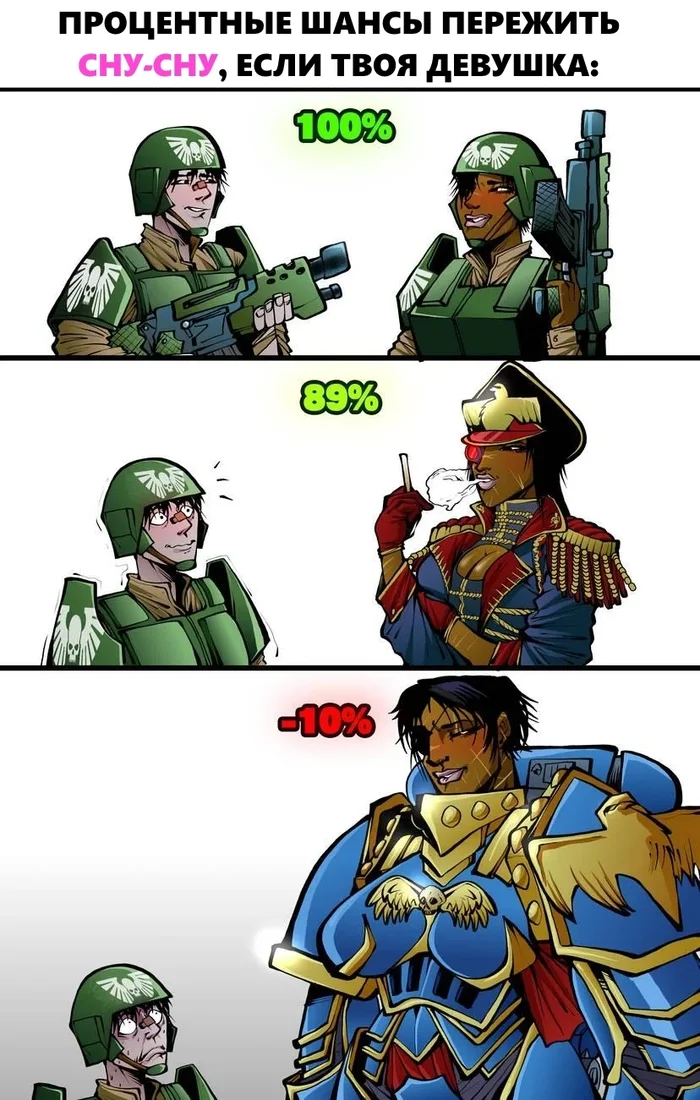 Warhammer couples - My, Translated by myself, Comics, Wh humor, Warhammer 40k, Men and women, Longpost