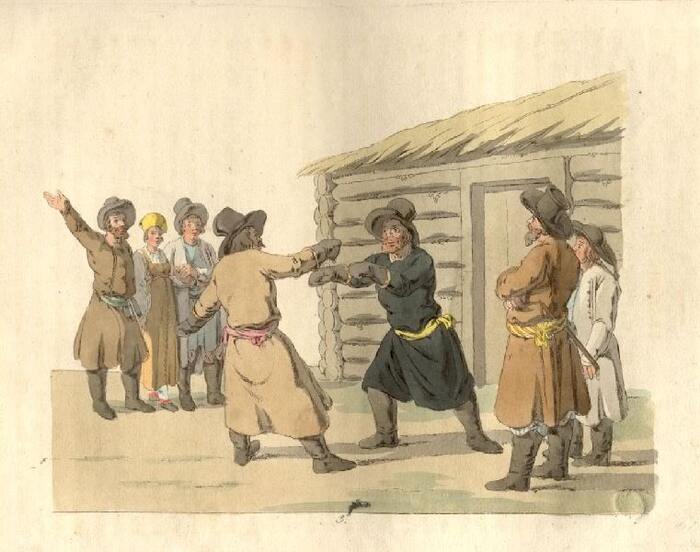 Кулачный бой, рисунок Кристиана Гейслера, 1805 г.