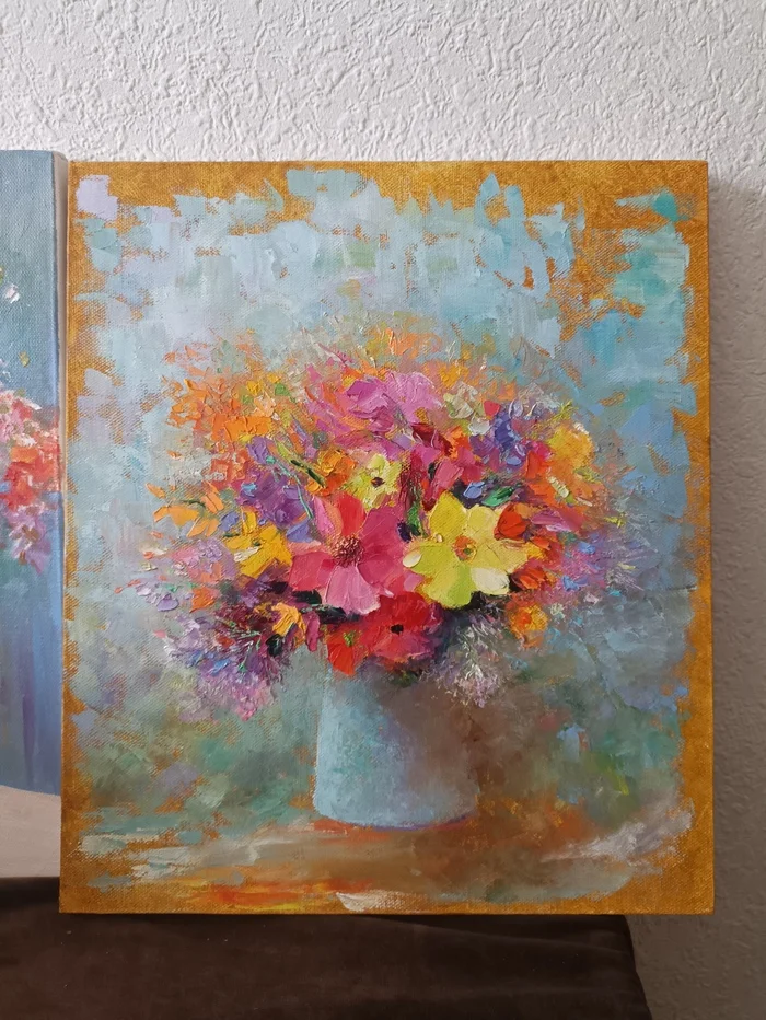 It's finally winter in Krasnodar, and summer in the workshop! - My, Painting, Oil painting, Painting, Still life, Flowers, Longpost