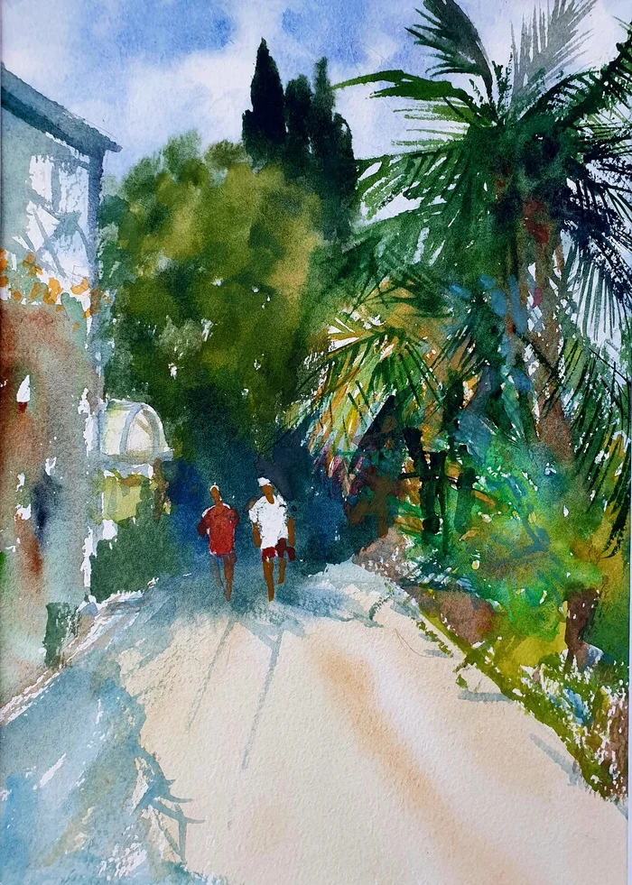 I'm flying to Sochi, and once again I'm in the throes of choice. - My, Watercolor, Painting, Art, Painting, Author's painting, Sochi, Plein air, Etude, Artist, Longpost