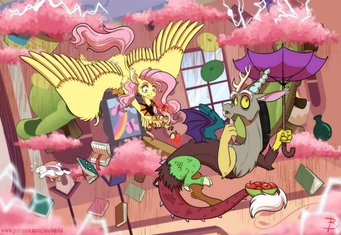   My Little Pony, Ponyart, MLP Discord, Fluttershy, Original Character, Inuhoshi-to-darkpen, Angel Bunny