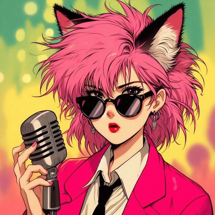 Foxy Music - Metropolis Of Love  , ,  , , , Anime Art, Original Character, , Animal Ears, 80-, Synthpop, Synthwave,  , Ginger & White, 