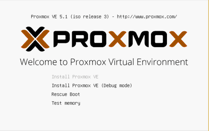 Выбираем Install Proxmox VE, далее принимаем Лицензионное соглашение.