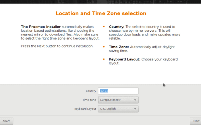 Выбираем страну, часовой пояс