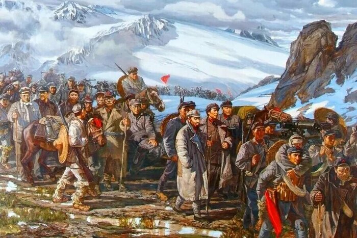 Одна из многих китайских картин, изображающих Великий поход 1934-1936 года. Здесь родился Новый Китай.