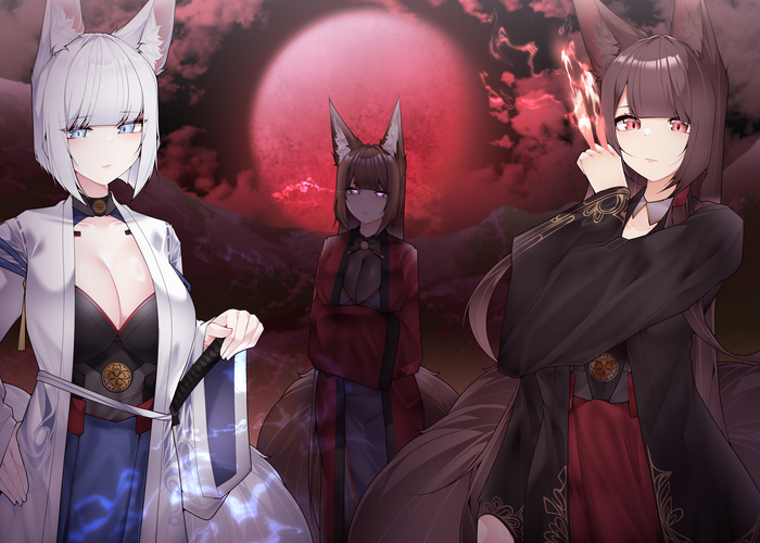 ! Samip, , , Anime Art, Azur Lane, Animal Ears, , , Amagi, Akagi, Kaga
