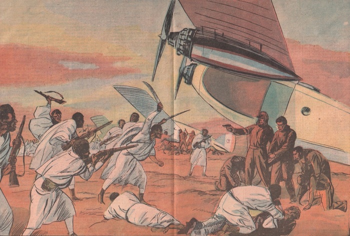 Подловить итальянские бомберы на полевых аэродромах, как на этом рисунке, абиссинским "ашкерам" (солдатам) удавалось пару раз за всю войну; в остальных случаях против авиации они были почти беззащитны...