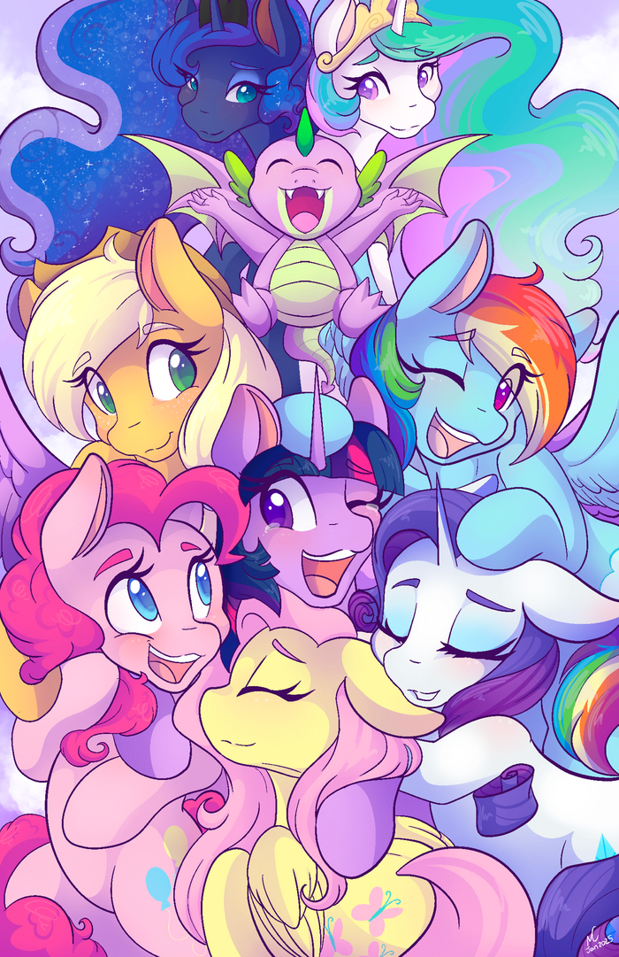   My Little Pony, , Twilight Sparkle, Rainbow Dash, Rarity, Fluttershy, Pinkie Pie, Applejack, Spike, Princess Luna, Princess Celestia