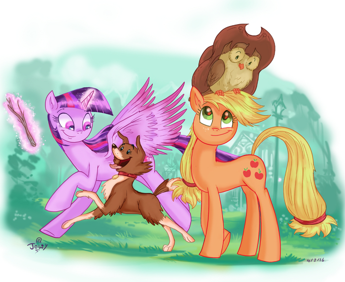   My Little Pony, Ponyart, Twilight Sparkle, Applejack, Jowybean, Winona