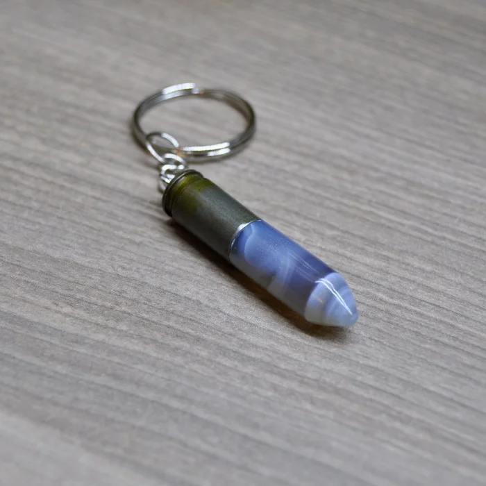 Agate cartridge for February 23 - My, Needlework with process, Needlework, With your own hands, Friday tag is mine, Stone carving, Agate, Cartridges, Bullet, Keychain, Longpost