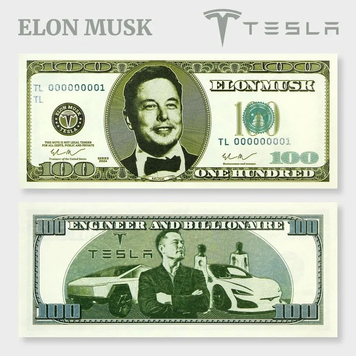 Новинка - банкнота ELON MUSK/ Tesla секретными изображением, видимом в УФ свете - Моё, Илон Маск, Банкноты, Доллары, Коллекционирование, Ссылка, Длиннопост, Видео, Вертикальное видео, Короткие видео, Сувениры