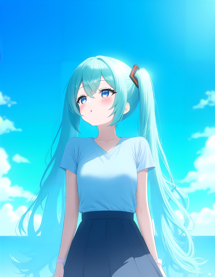 Hatsune Miku  Flux Sd, Flux, Stable Diffusion, , Anime Art, Hatsune Miku,  