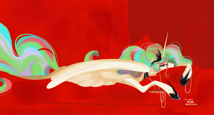 Белая на красном