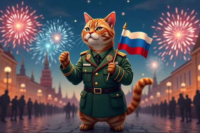 Happy Defender of the Fatherland Day! - My, Neural network art, cat, February 23 - Defender of the Fatherland Day