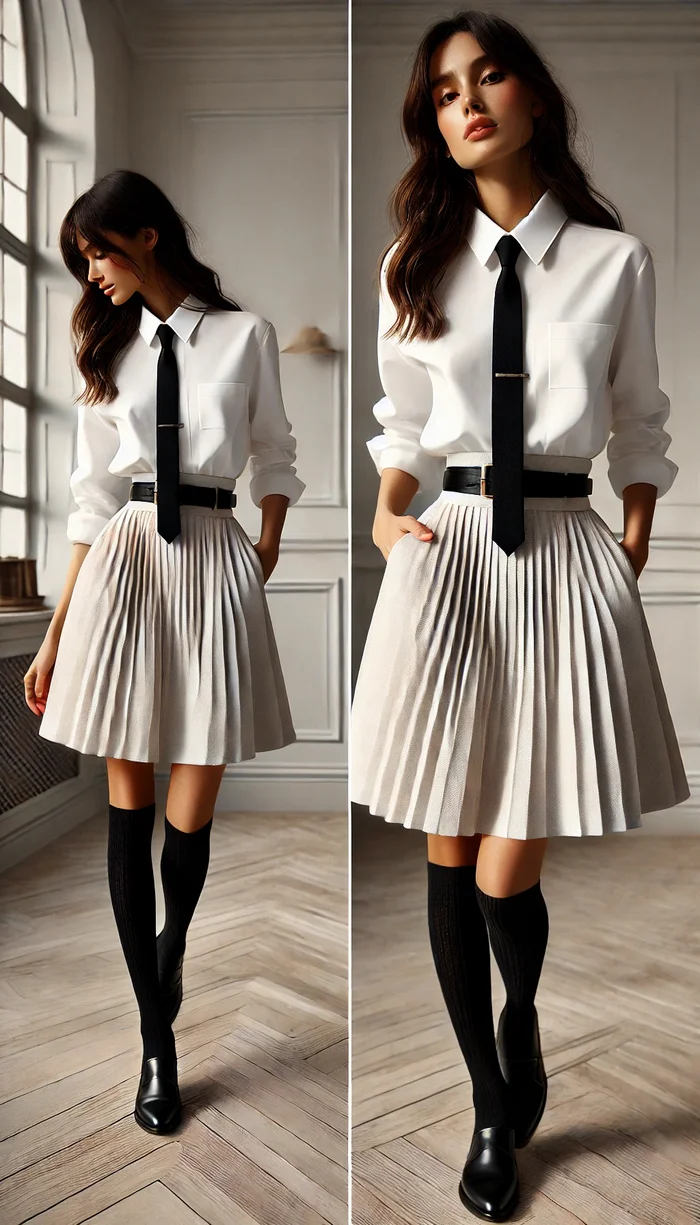 Double - Neural network art, Stockings, Skirt, Tie