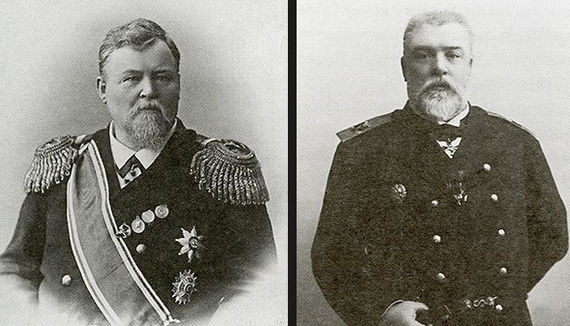 Младшие флагманы адмиралы Д.Г.фон Фелькерзам и Н.И.Небогатов