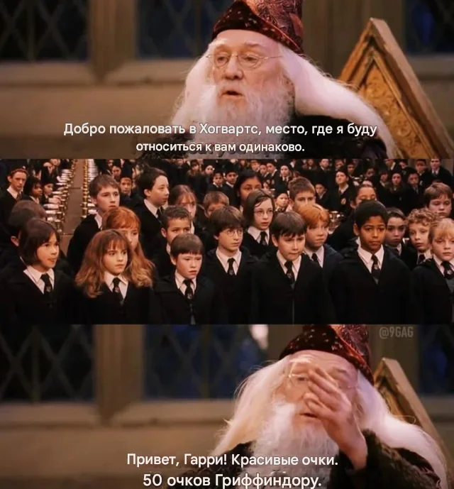 Равенство - Картинка с текстом, Мемы, 9GAG, Гарри Поттер, Повтор, Гриффиндор, Хогвартс
