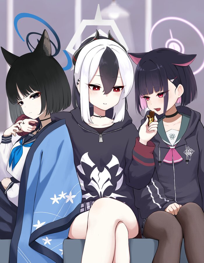       Anime Art, , , , Blue Archive, Onikata Kayoko, Kyouyama Kazusa, Kikyou, Animal Ears,   ,   