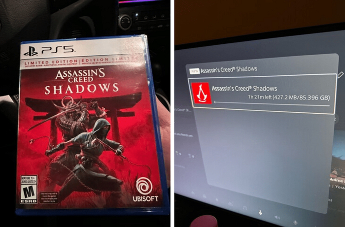 Фото физической копии и установки игры на PS5. 