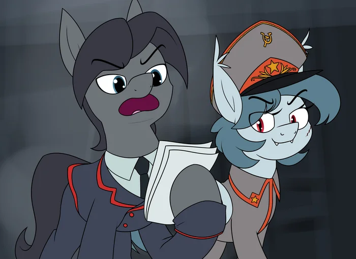 Day after day, day after day we are moving towards communism. Musical pause, comrades. - My little pony, Original character, Equestria at War, Sinister, Batpony