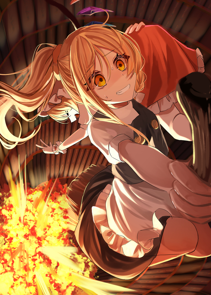 Kaboom! Touhou, Kirisame Marisa, Flandre Scarlet, Anime Art, Game Art, , , 