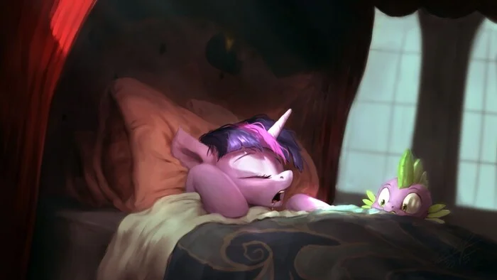 She's sleeping again... she's even drooling... she's probably dreaming of something delicious - My little pony, Neural network art, Twilight sparkle, Video, Youtube, PonyArt