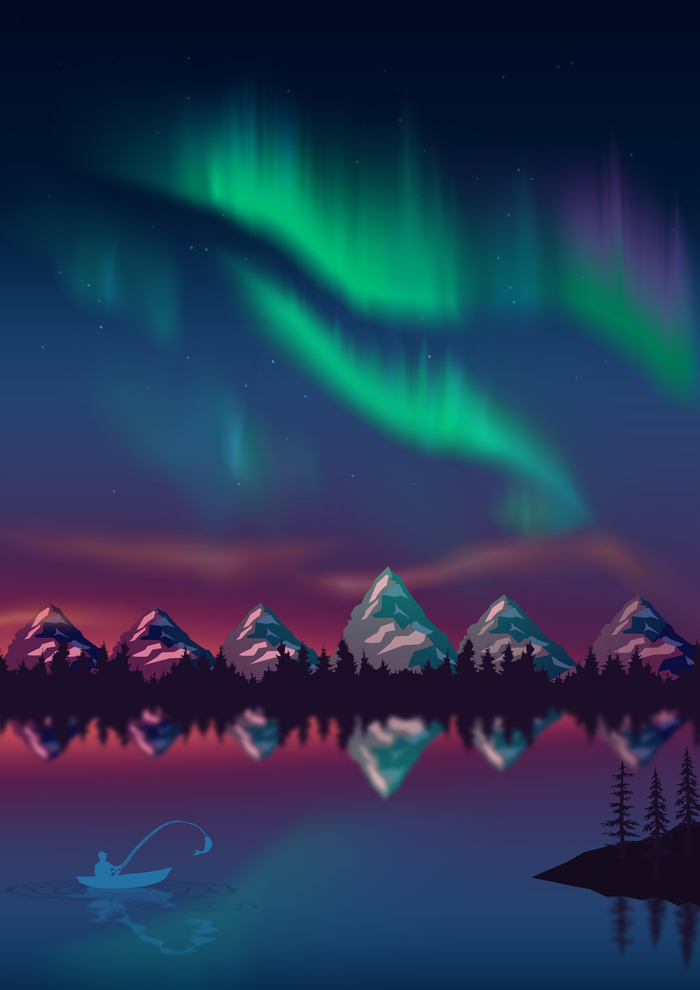     Gradient mesh    ,     Adobe Illustrator,  , North aurora, 