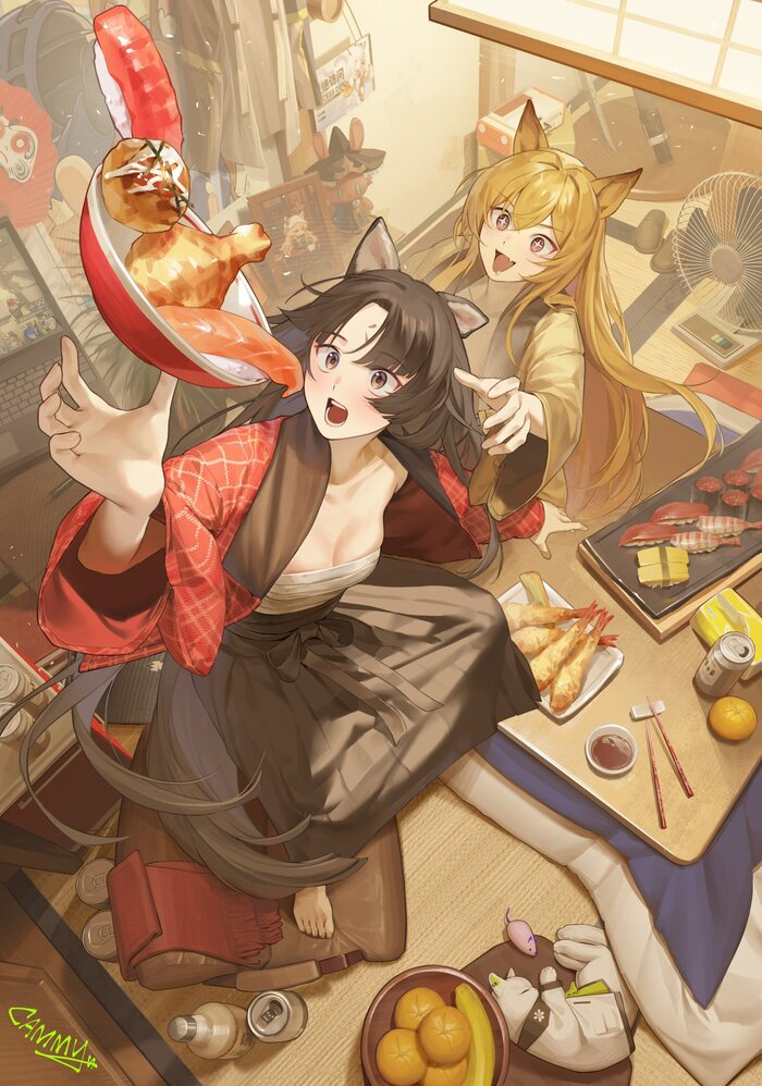   , Anime Art, , Arknights, Saga (Arknights), Ceobe (Arknights), Animal Ears, , 