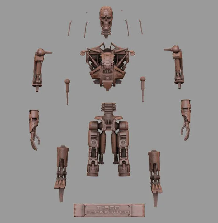 T-600 Terminator Salvation V2 3D print model - Моё, 3D печать, Терминатор, Моделизм, Масштабная модель, Покраска миниатюр, Терминатор 2: Судный день, 3D принтер, Конструктор, Покраска, Стендовый моделизм, Wh miniatures, Salvation, 3D моделирование, Коллекция, Сборка, Роспись, Крафт, Длиннопост