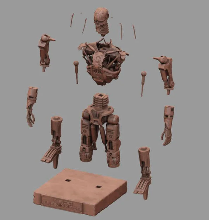 T-600 Terminator Salvation V2 3D print model - Моё, 3D печать, Терминатор, Моделизм, Масштабная модель, Покраска миниатюр, Терминатор 2: Судный день, 3D принтер, Конструктор, Покраска, Стендовый моделизм, Wh miniatures, Salvation, 3D моделирование, Коллекция, Сборка, Роспись, Крафт, Длиннопост