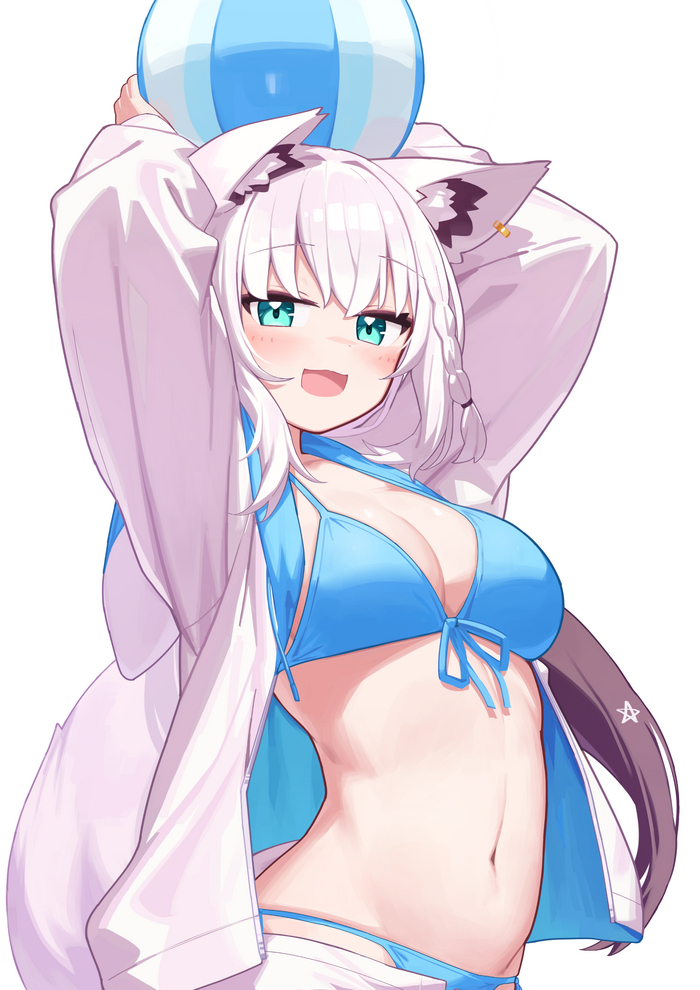 Shirakami Fubuki Anime Art, , Virtual YouTuber, Hololive, Shirakami Fubuki, Deaver, Animal Ears, , 