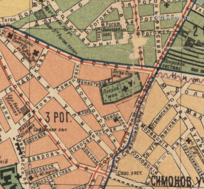 Покровский монастырь и кладбище на карте Москвы 1915 года. С сайта <!--noindex--><a href="https://pikabu.ru/story/istoriya_parka_moskvyi_kotoryiy_postroili_na_meste_kladbishcha_12433699?u=http%3A%2F%2Fwww.retromap.ru&t=www.retromap.ru&h=74b5038ef5a29074ea5a4c4953f7367df8bdbcc0" title="http://www.retromap.ru" target="_blank" rel="nofollow noopener">www.retromap.ru</a><!--/noindex-->.