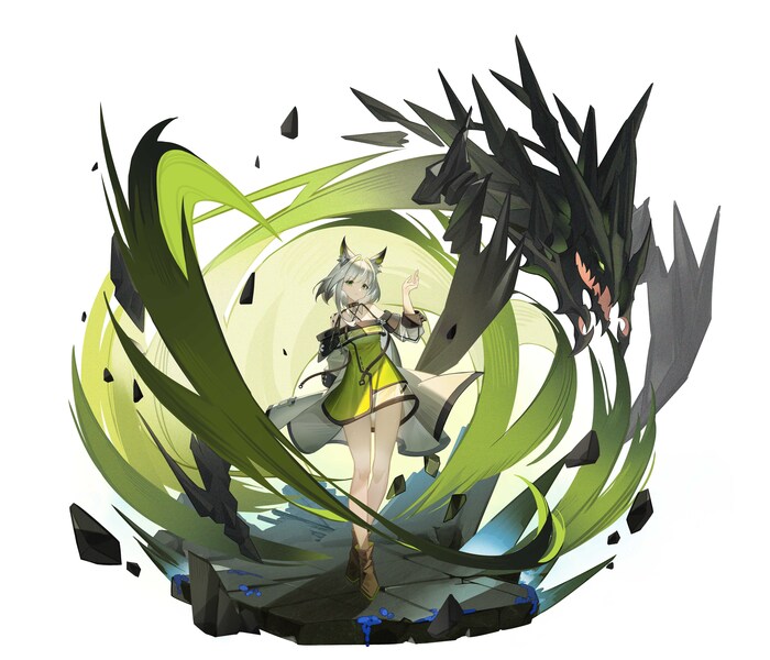 Kal'tsit Anime Art, , Arknights, Kaltsit, Mon3tr, Animal Ears