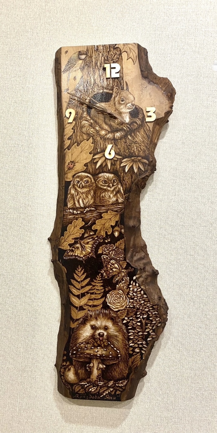 Часы из дерева Мастер, Ручная работа, Работа с деревом, Дерево, Рукоделие с процессом, Пирография, Длиннопост