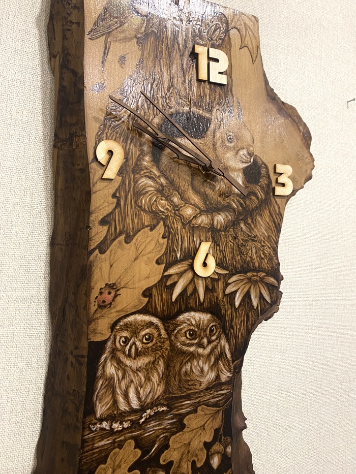 Часы из дерева Мастер, Ручная работа, Работа с деревом, Дерево, Рукоделие с процессом, Пирография, Длиннопост