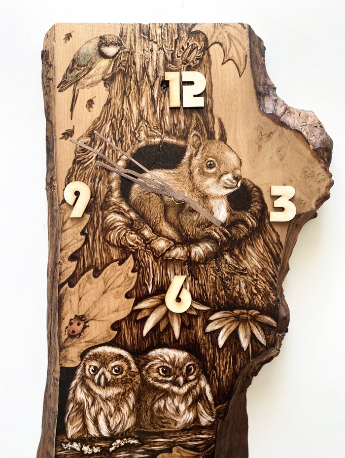 Часы из дерева Мастер, Ручная работа, Работа с деревом, Дерево, Рукоделие с процессом, Пирография, Длиннопост