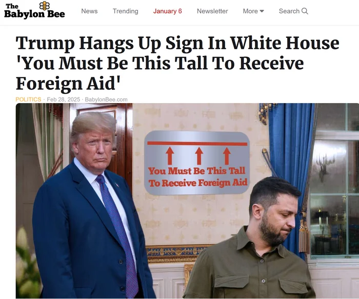Trump puts up sign in White House: 'You have to be this tall to get foreign aid' - Politics, The president, US presidents, Donald Trump, Vladimir Zelensky, Telegram (link), Humor, Fake news