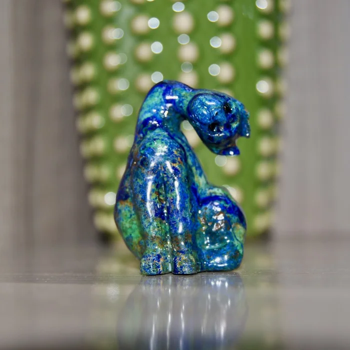 Glitchy Cat from Azurmalachite - My, Needlework with process, Needlework, With your own hands, Friday tag is mine, Stone carving, cat, Azurite, Malachite, Figurines, Longpost