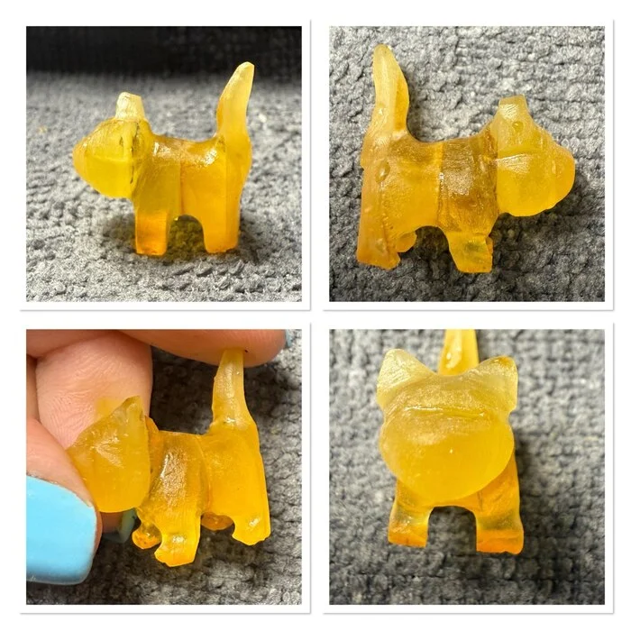 Microcat made of amber - My, Needlework with process, Friday tag is mine, Needlework, With your own hands, Stone carving, cat, Amber, Longpost