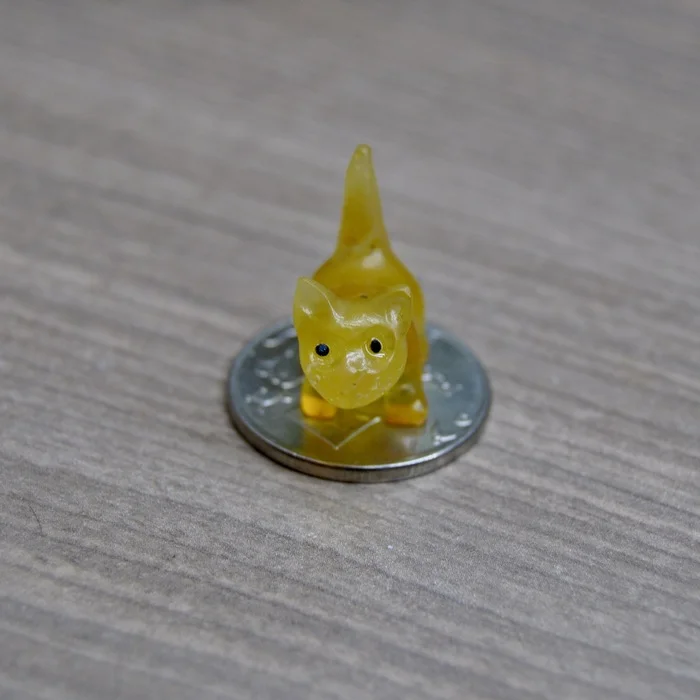 Microcat made of amber - My, Needlework with process, Friday tag is mine, Needlework, With your own hands, Stone carving, cat, Amber, Longpost