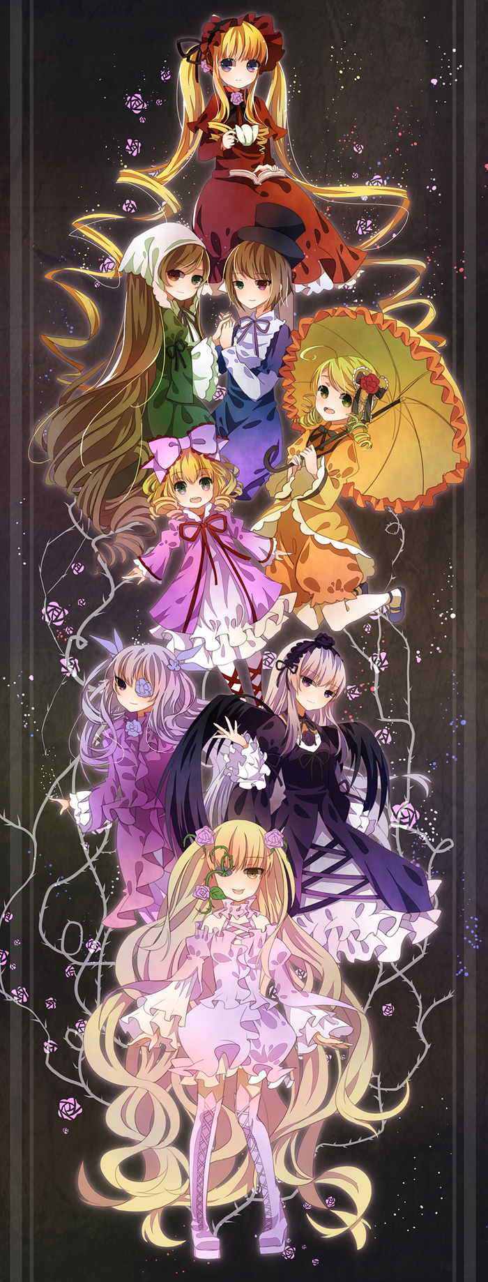 Rozen Maiden , Anime Art, Rozen Maiden, Shinku, Suiseiseki, Suigintou, 
