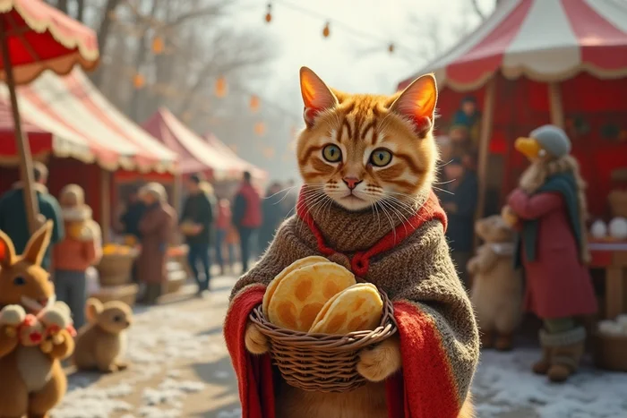 When you are the main pancake on Maslenitsa! - My, Neural network art, cat, Maslenitsa, Pancakes