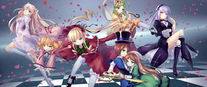  Rozen Maiden , Anime Art, Rozen Maiden, Shinku, Suiseiseki, Suigintou,   