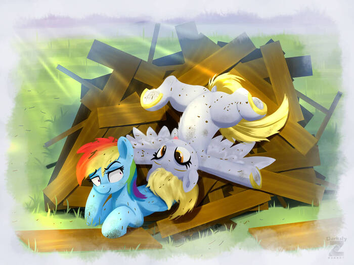   My Little Pony, Ponyart, Rainbow Dash, Derpy Hooves, Darksly-z