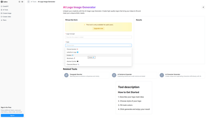 Раздел генерации визуальной составляющей из сервиса Jadve AI