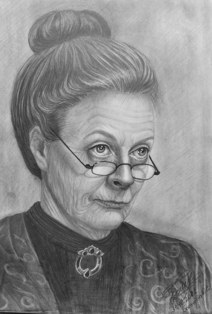 Портрет простым карандашом, Минерва Макгонагл в исполнении Мегги Смит, формат А4