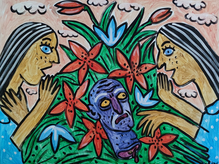 Голова их брата средь цветов лежала!