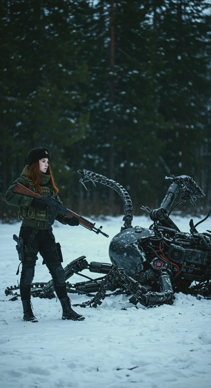 Cute Russian mech-warriors and their combat swallows :) - My, Neural network art, Neural Networks, Girls, Strong girl, The soldiers, March 8 - International Women's Day, War, Russian fiction, Fantasy, Science fiction, Mechwarrior, Combat Robot, Robot, Military equipment, Russia, iron Man, Longpost, Marvel